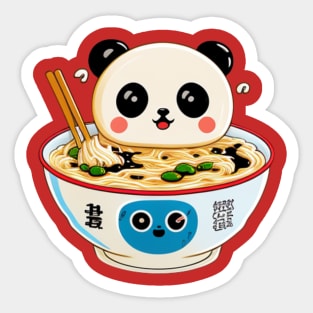 kawaii cute panda eating ramen Sticker